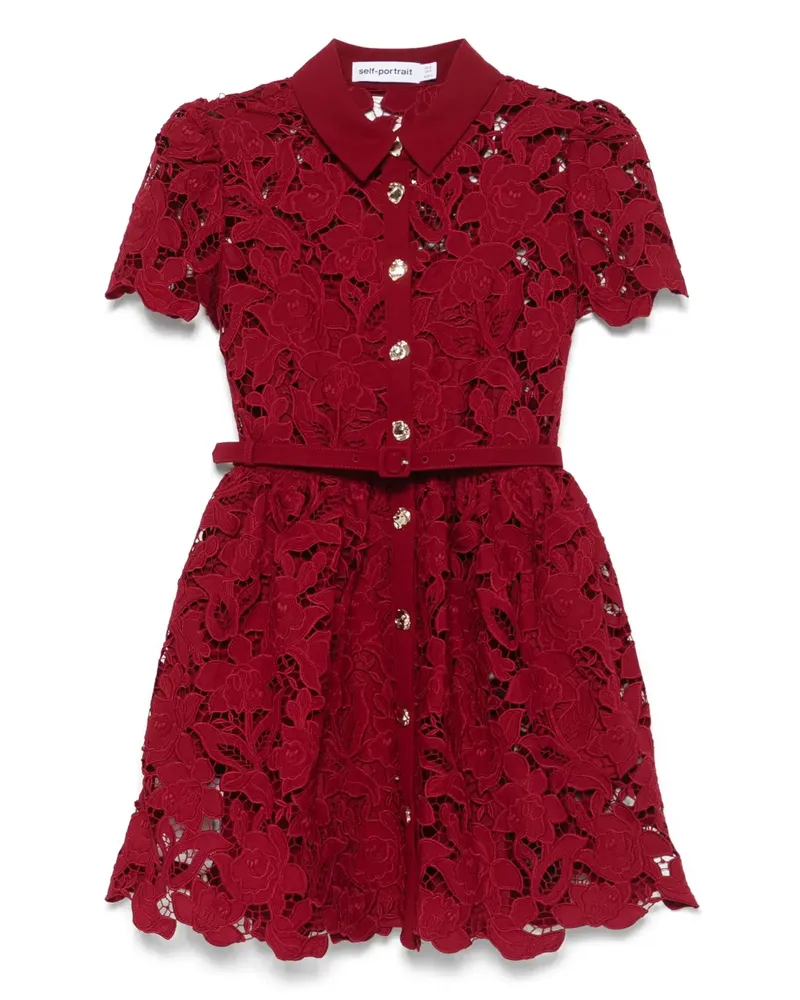 Self-Portrait Minikleid aus Spitze mit Blumenmuster - Rot Rot