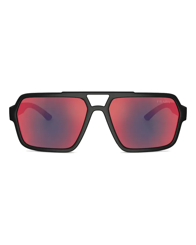 Prada Sonnenbrille mit eckigem Gestell - Schwarz Schwarz
