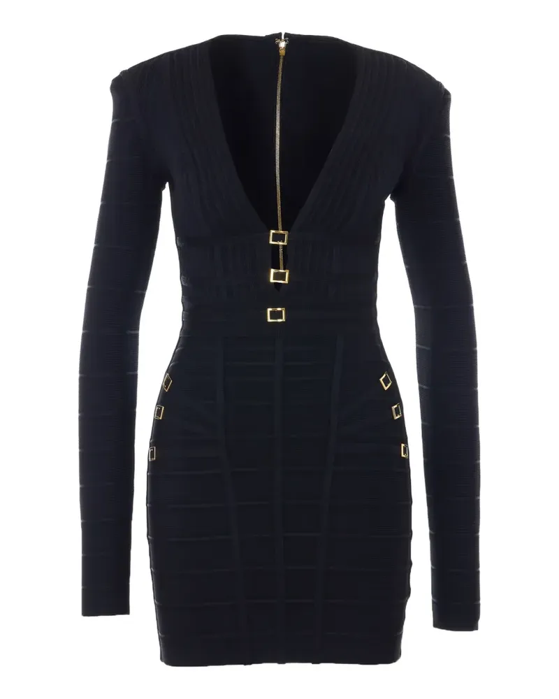 Elisabetta Franchi buckle-detail ribbed mini dress - Schwarz Schwarz