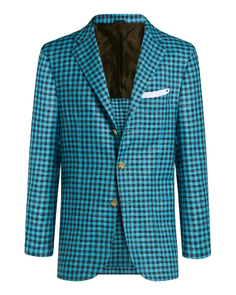 Kiton Kariertes Sakko - Blau Blau