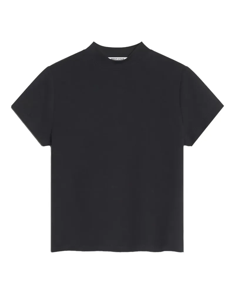 Kitsuné T-Shirt mit Stehkragen - Schwarz Schwarz