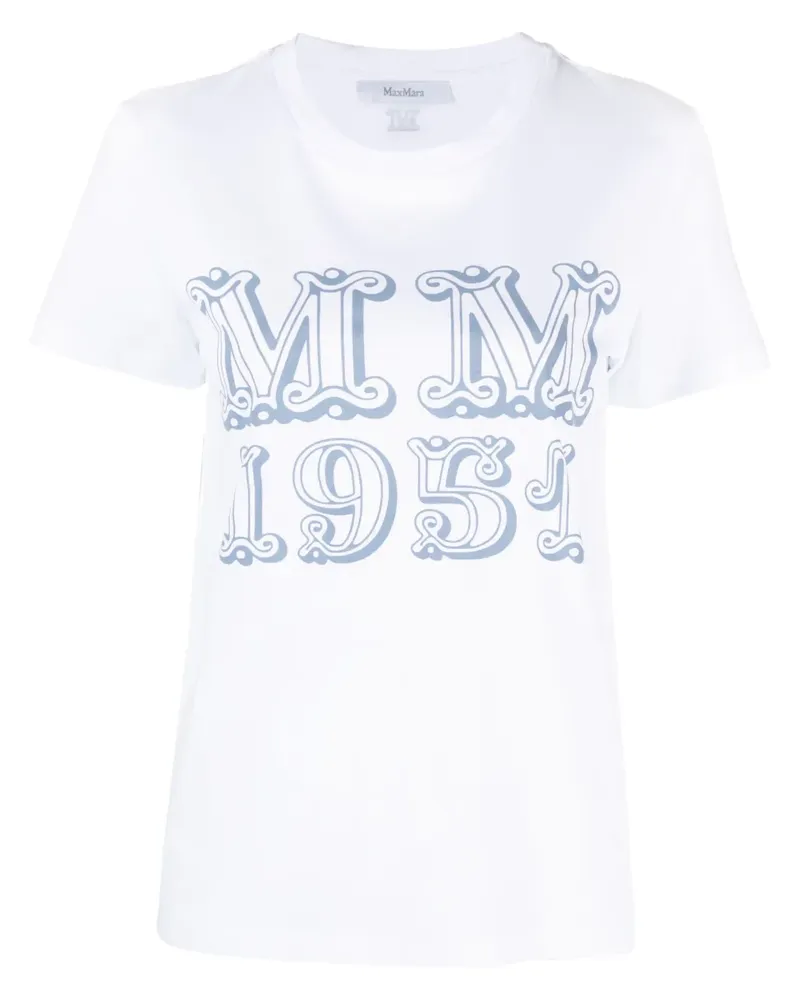 Max Mara T-Shirt mit Logo-Print - Weiß Weiß