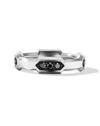 David Yurman Hex Ring mit Diamanten 6mm Silber