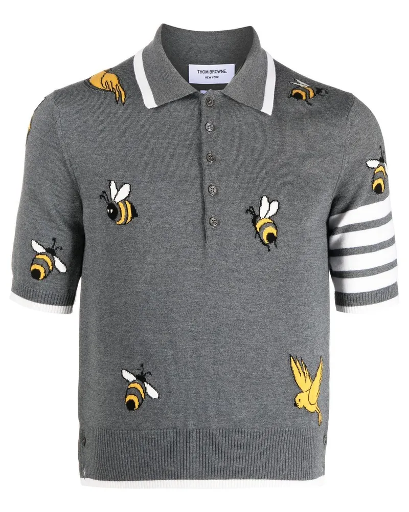 Thom Browne Gestricktes Poloshirt - Grau Grau