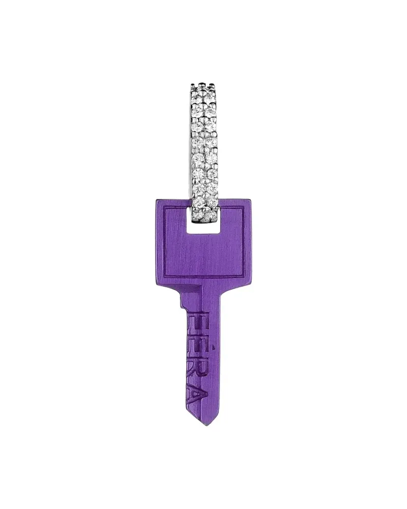 EÉRA 18kt kleiner Key Weißgoldohrring mit Diamanten - Violett Violett
