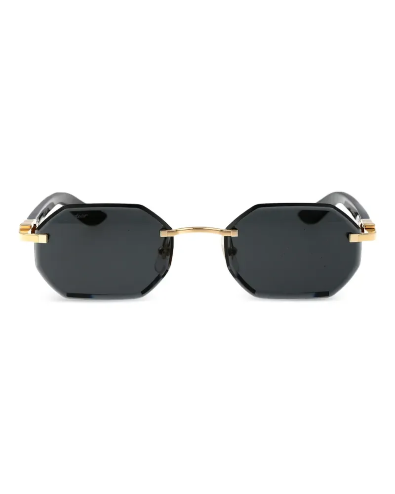 Cartier Geometrische Sonnenbrille ohne Rahmen - Schwarz Schwarz