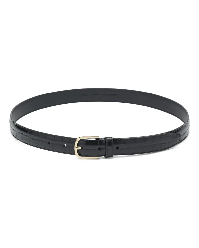 Totême Schmaler Gürtel mit Kroko-Effekt - Schwarz Schwarz