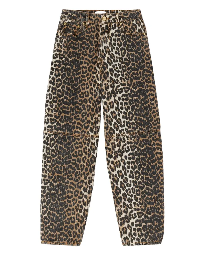 Ganni Jeans mit Leoparden-Print - Braun Braun