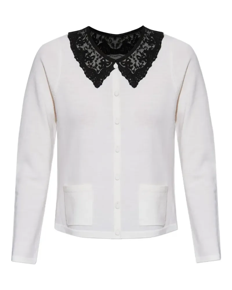 LoveShackFancy Cardigan mit Spitzenkragen - Weiß Weiß