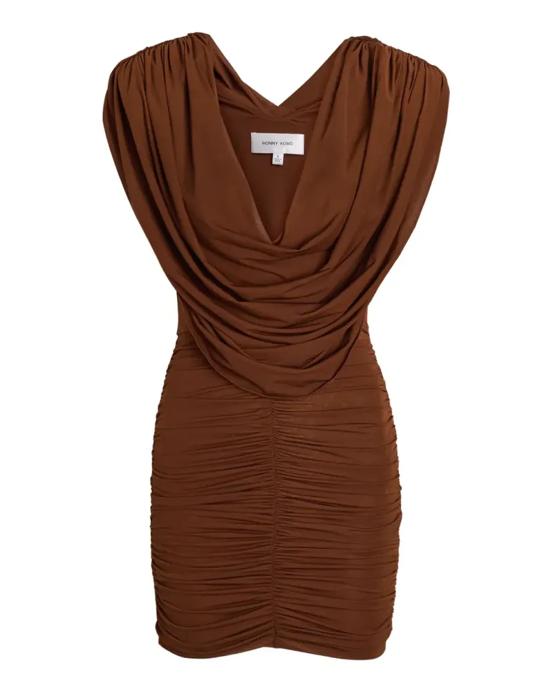 Ronny Kobo Kehlani V-neck ruched mini dress - Braun Braun