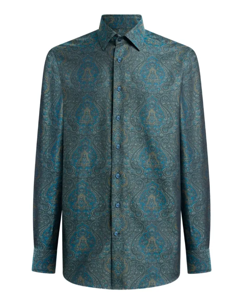 Etro cotton jacquard shirt with ornamental motif - Blau Blau