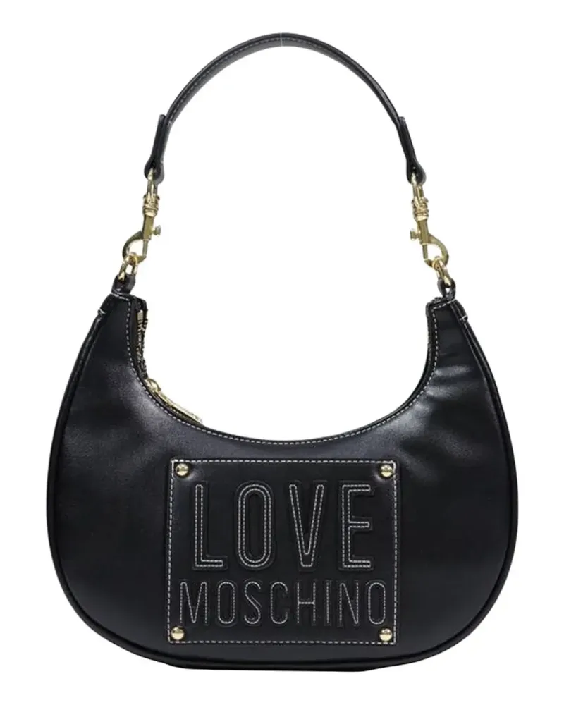Moschino logo-patch topstitching tote bag - Schwarz Schwarz