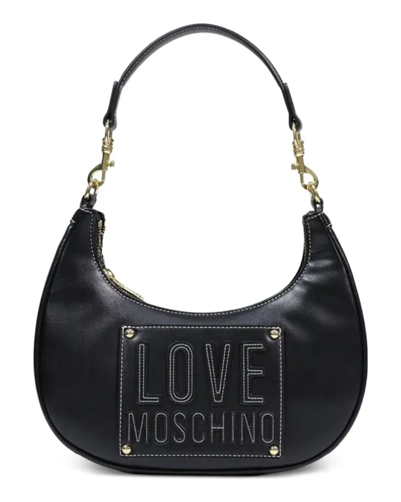 Moschino logo-patch topstitching tote bag - Schwarz Schwarz