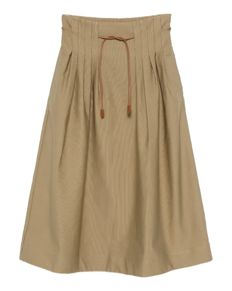 Max Mara Faltenrock aus Baumwoll-Ottoman in Khaki - Nude Nude