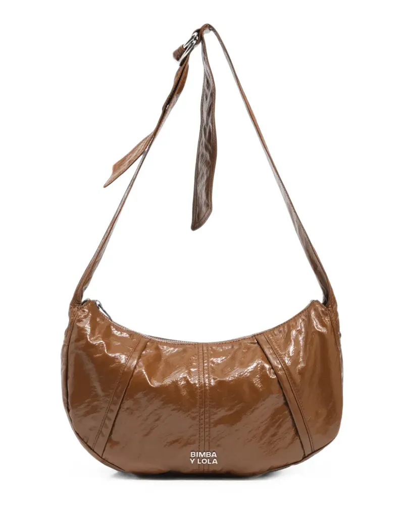 BIMBA Y LOLA Mittelgroße Moon Tasche aus glänzendem Toffee - Braun Braun