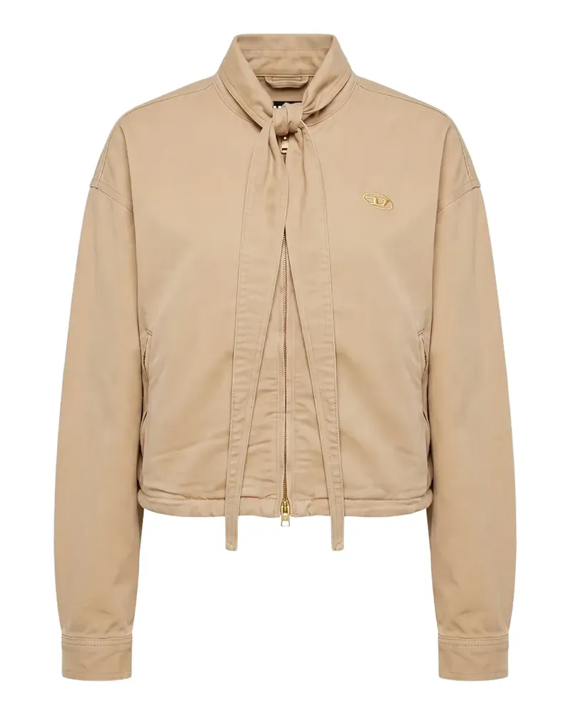 Diesel tie-neck logo-plaque jacket - Nude Nude
