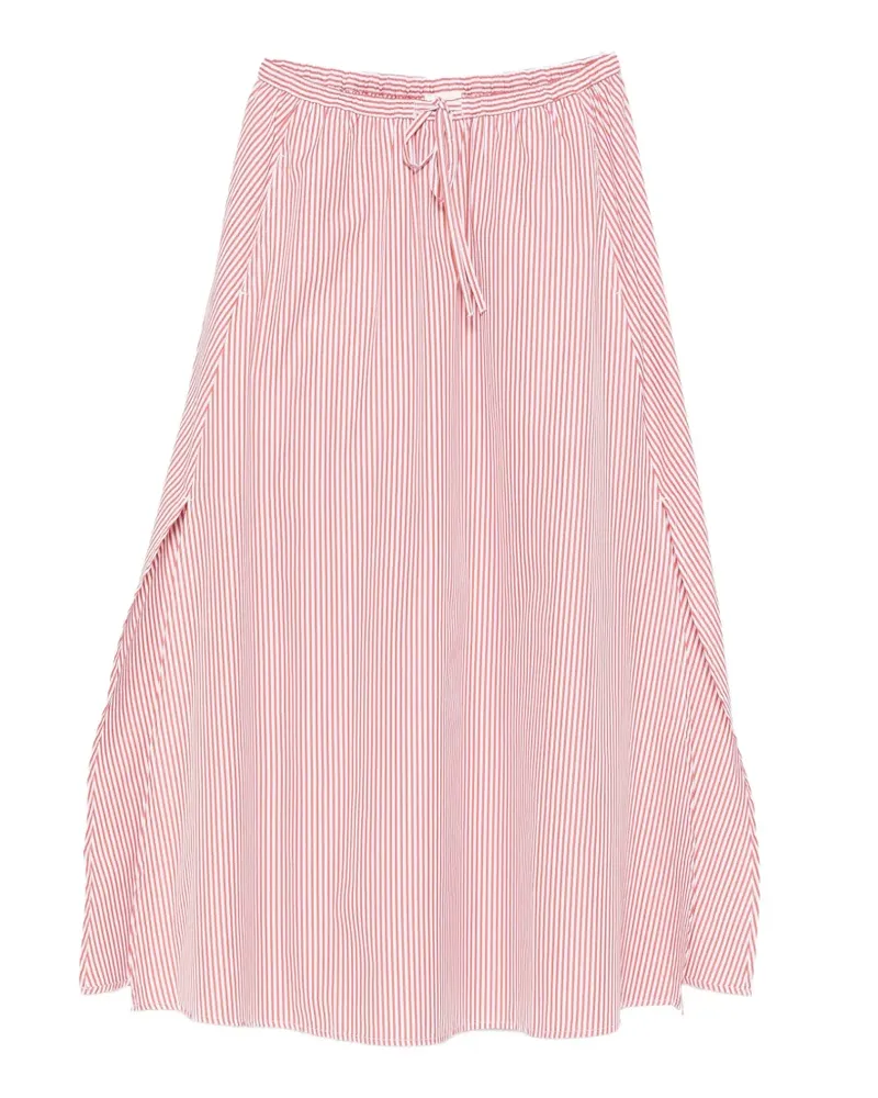 Closed striped-pattern drawstring-waist midi skirt - Weiß Weiß