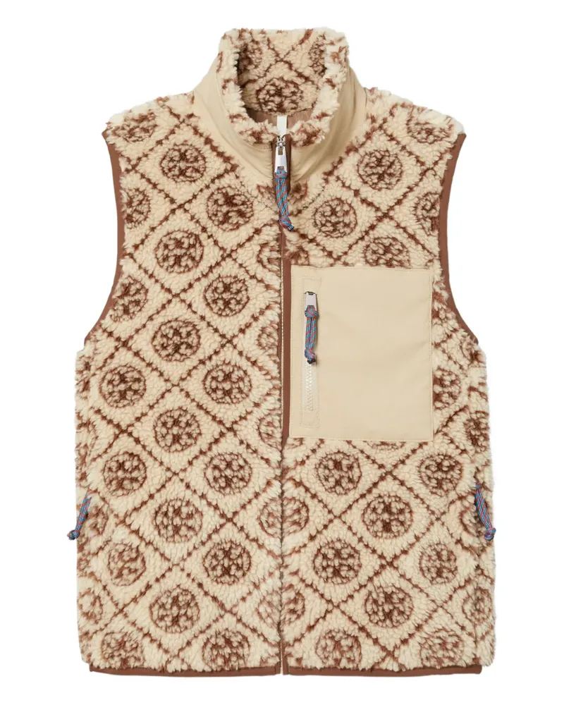 Tory Burch Fleecejacke mit Monogramm - Nude Nude