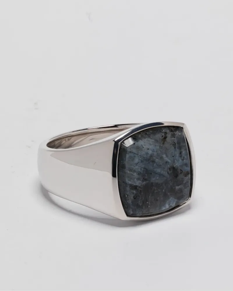 Tom Wood cushion-cut larvikite ring - Silber Silber