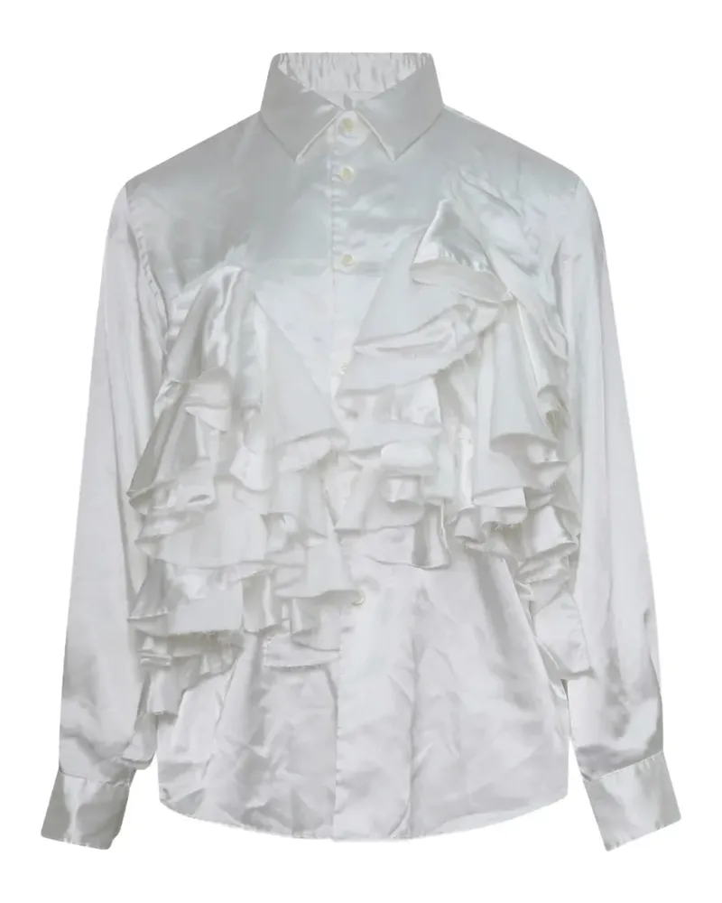 Comme des Garçons Gerüschtes Hemd mit Satin-Finish - Weiß Weiß