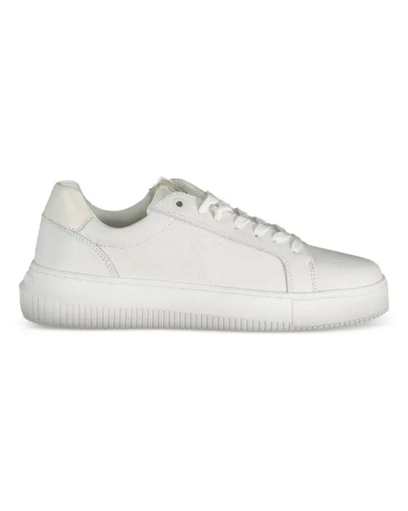 Calvin Klein embossed-logo leather sneakers - Weiß Weiß