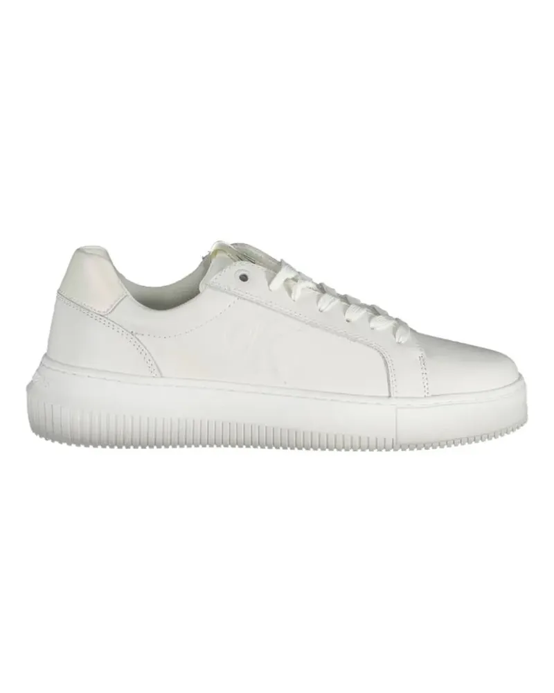 Calvin Klein embossed-logo leather sneakers - Weiß Weiß