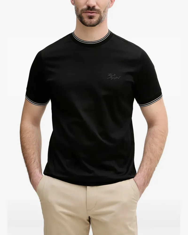 Karl Lagerfeld T-Shirt mit Logo-Stickerei - Schwarz Schwarz