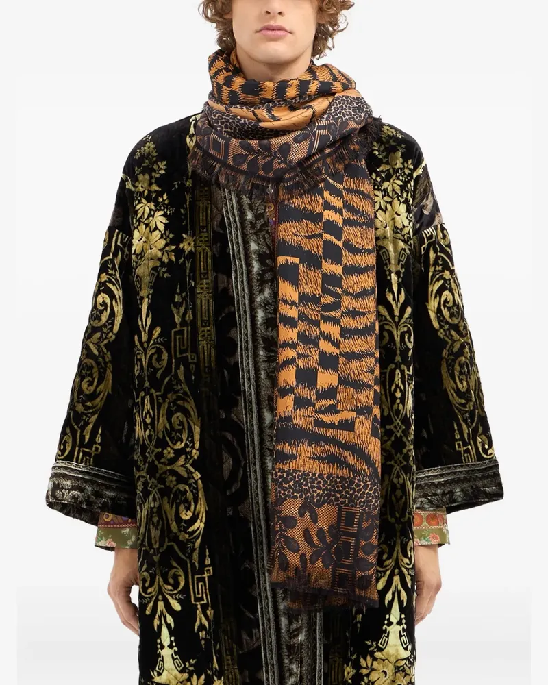 Pierre-Louis Mascia tiger-print fringed scarf - Braun Braun