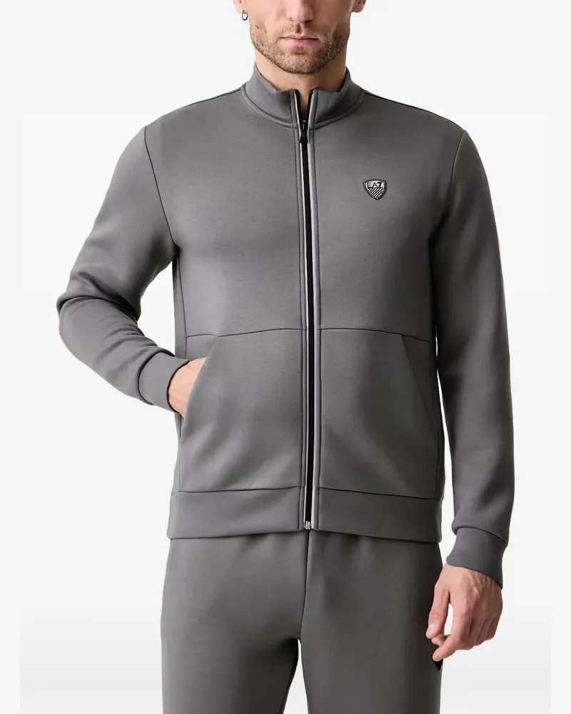 EA7 logo-patch zip-up jersey tracksuit - Grau Grau