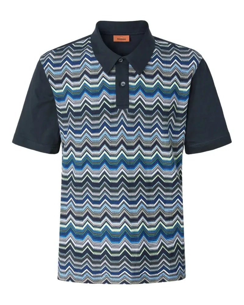Missoni Rundhals-Poloshirt mit Wellenmuster - Schwarz Schwarz