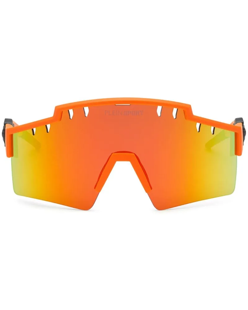 Philipp Plein Sonnenbrille mit Shield-Gestell - Orange Orange