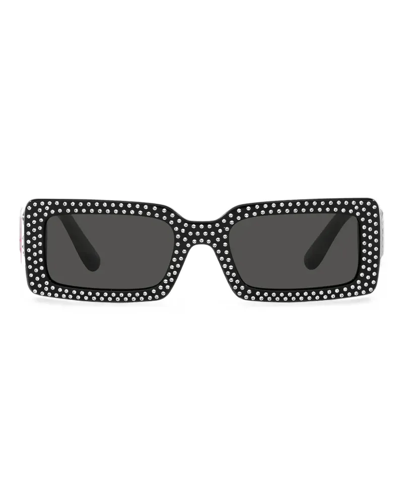Dolce & Gabbana Eckige Sonnenbrille mit Kristallen - Schwarz Schwarz