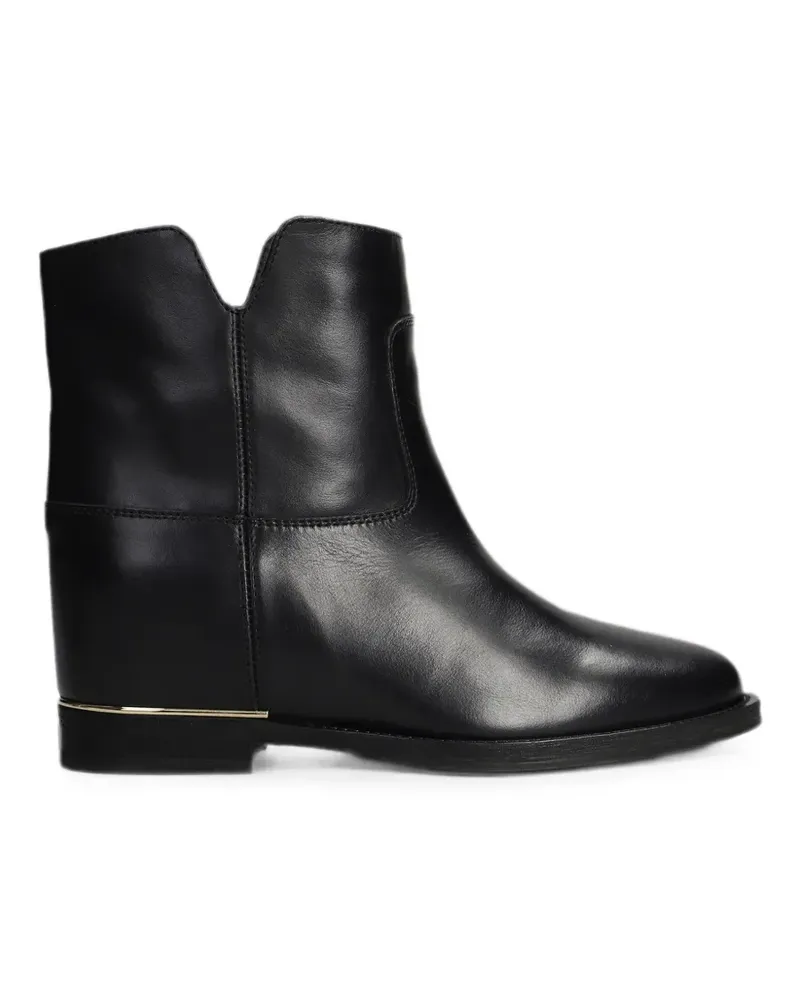 Via Roma 15 v-neck leather boots - Schwarz Schwarz