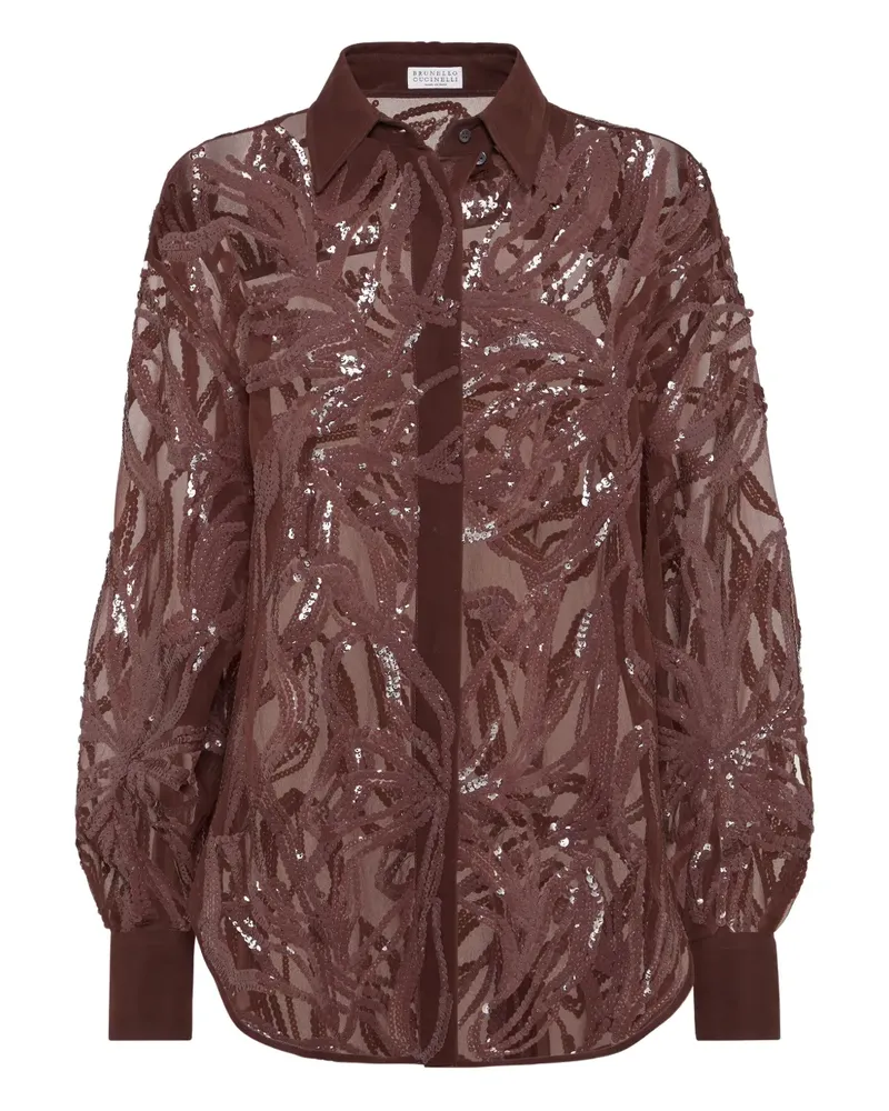 Brunello Cucinelli Hemd mit Pailletten - Braun Braun