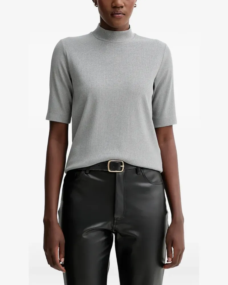Marc O'Polo ribbed-knit mock-neck t-shirt - Grau Grau