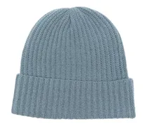 Gerippte Beanie aus Kaschmir - Blau