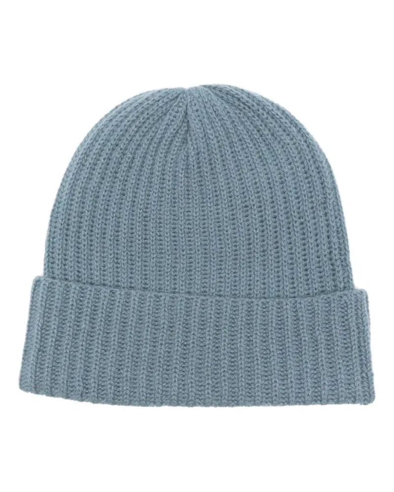 Warm-ME Gerippte Beanie aus Kaschmir - Blau Blau
