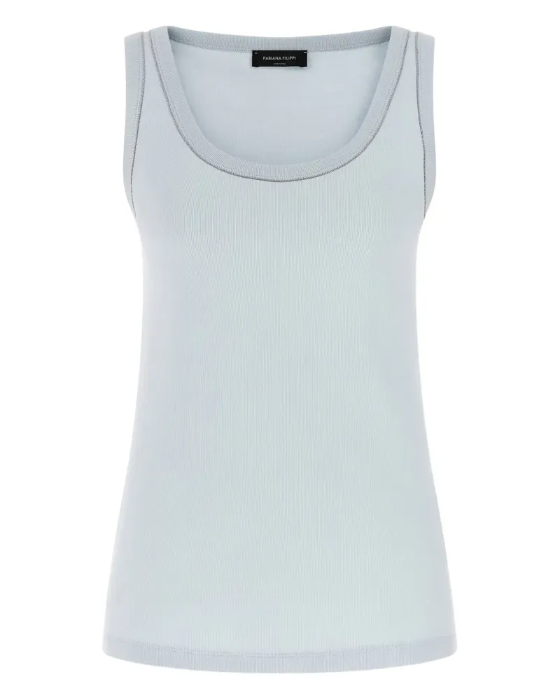 Fabiana Filippi jewel-detail round-neck top - Blau Blau