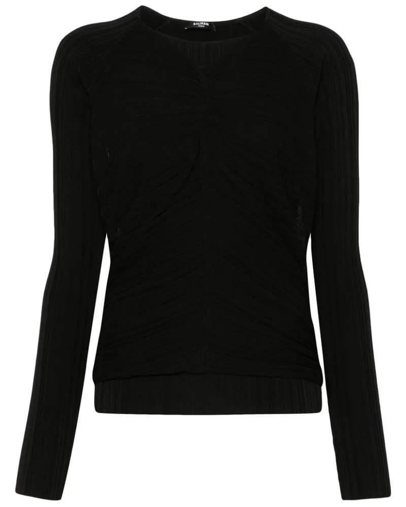 Balmain Plissiertes Oberteil - Schwarz Schwarz