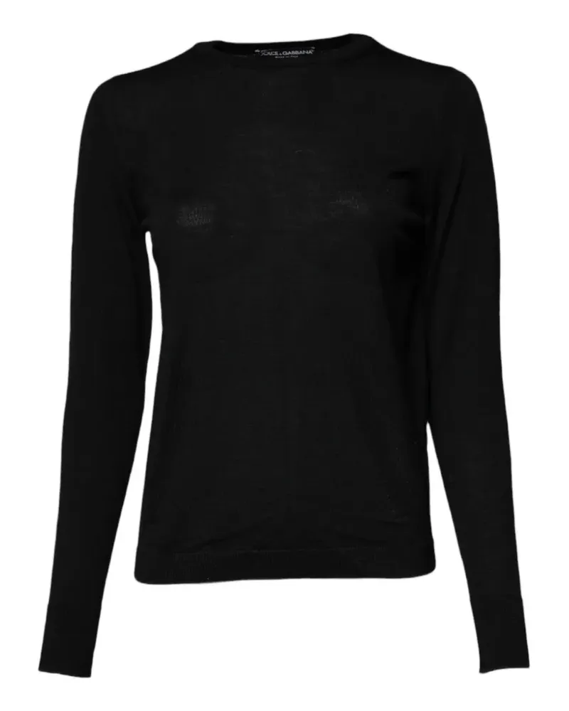 Dolce & Gabbana Fein gestrickter Pullover mit rundem Ausschnitt - Schwarz Schwarz