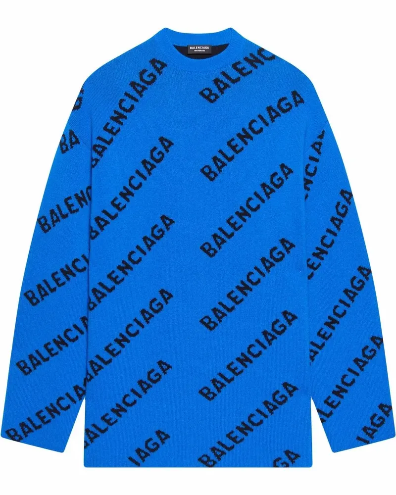 Balenciaga Pullover mit durchgehendem Logo - Blau Blau
