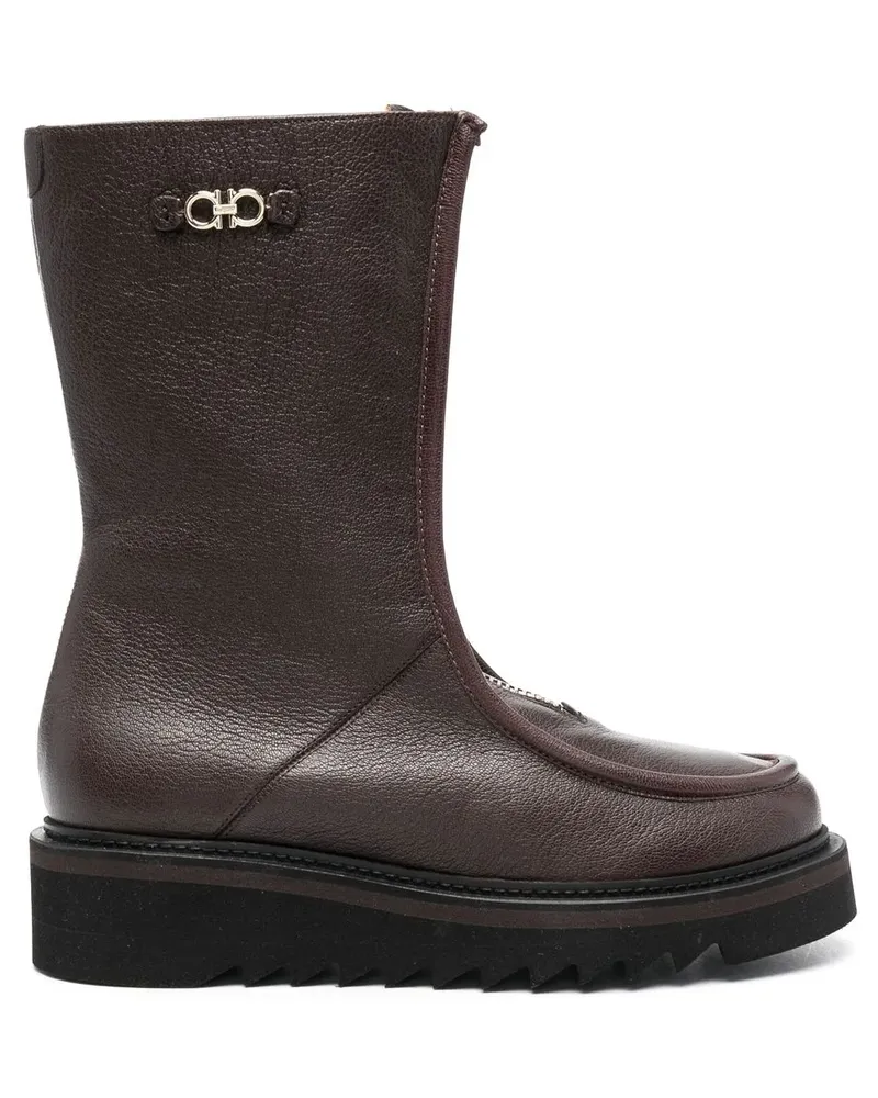Ferragamo Stiefeletten mit Gancini-Detail - Braun Braun