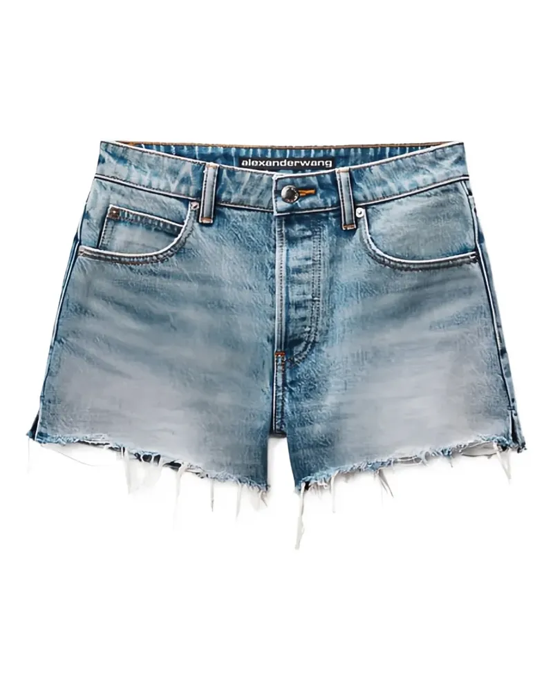 Alexander Wang distressed logo-pocket cotton mini shorts - Blau Blau