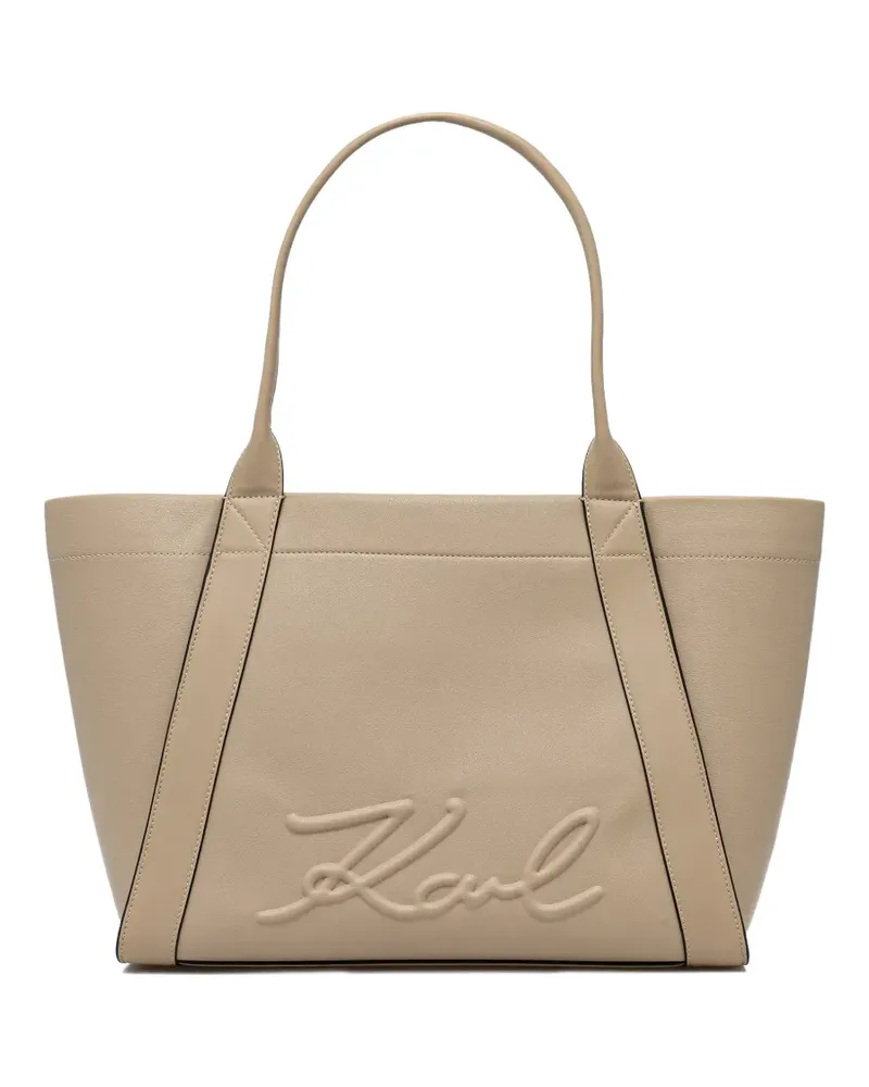 Karl Lagerfeld signature-embossed tote bag - Nude Nude