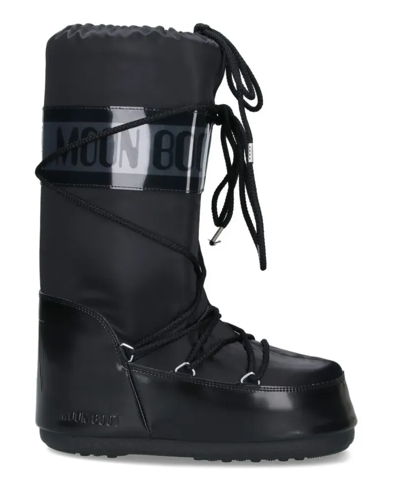 Moon Boot Icon Glance Satin-Stiefel in Schwarz Schwarz