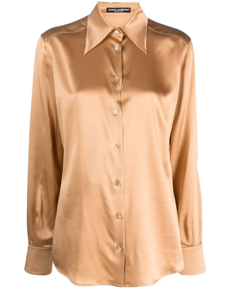 Dolce & Gabbana T-Shirt in Satin-Optik - Nude Nude