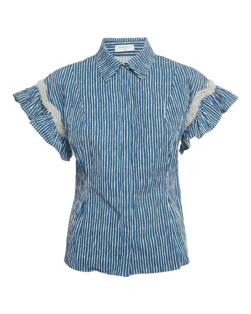 Sandro Erine striped pearl-embellished shirt - Blau Blau