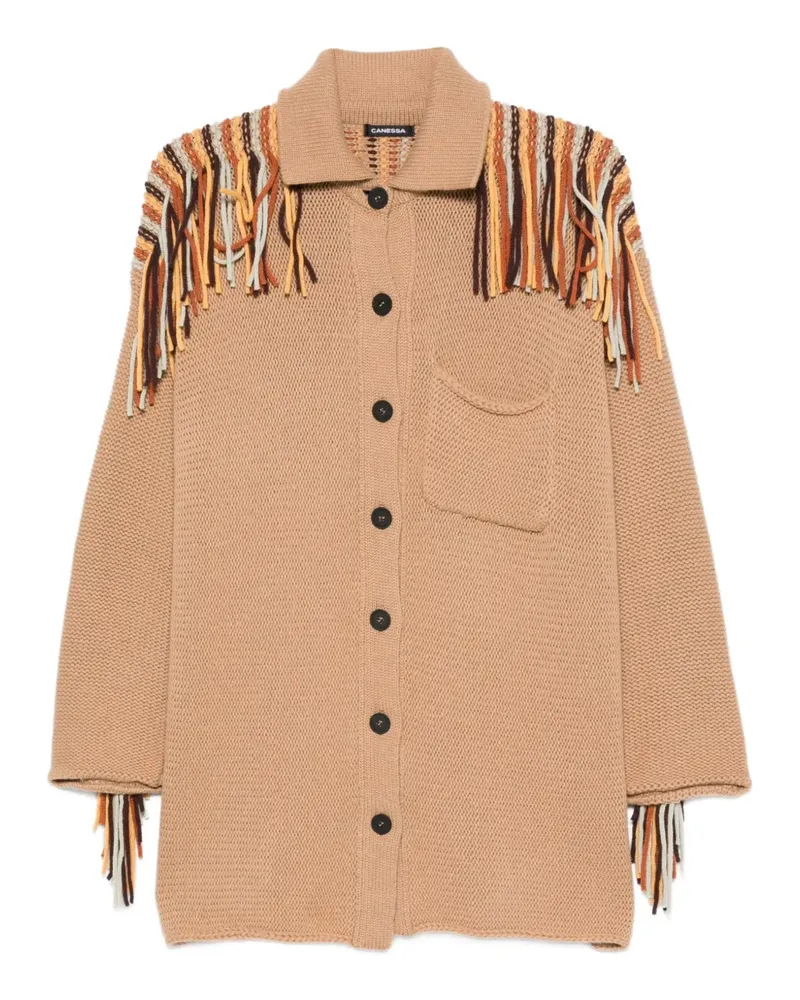Canessa Cardigan mit Franseneinsatz - Braun Braun