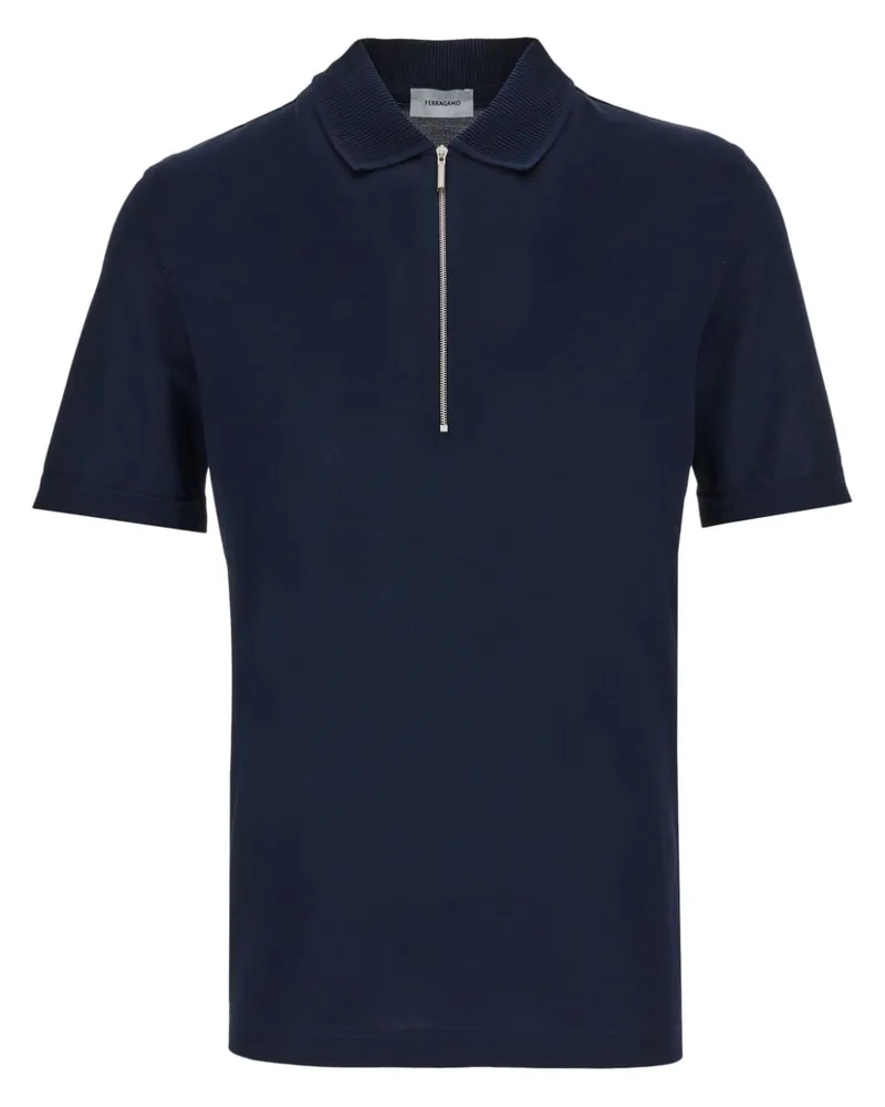 Ferragamo Poloshirt mit Reißverschluss Blau