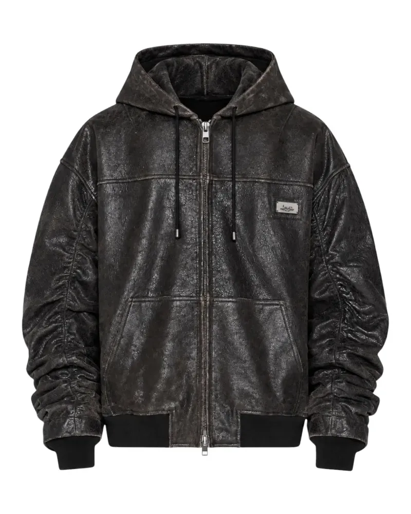 ksubi hooded leather jacket - Schwarz Schwarz